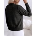 thumbnail image 4 of CHICME Pearl Beaded Cardigan Sweaters for Women Pointelle Knit Crew Neck Long Sleeve Button Front Lightweight Fall Sweater Black-L, 4 of 9