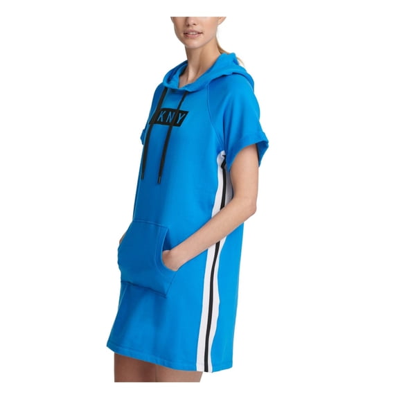 DKNY $79 Womens Blue Printed Sport Logo Pocketed Short Sleeve Mini Dress M B B