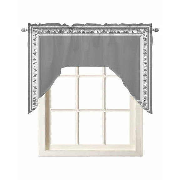 Grey White Geometric Kitchen Swag Valances for Windows, Country Greece Key Art Swag Valances Curtains for Living Room, Rod Pocket Window Treatments for Bathroom, Bedroom, Cafe, 56"x36"