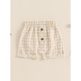 thumbnail image 2 of FEORJGP Little Boy Girl Casual Shorts 0 6M 12M 18M 2T 3T Toddler Baby Elastic Waistband Short Vintage Plaid Print Shorts Hemming Legs Button Shorts Paungewear Bottom for Daily Holiday Summer, 2 of 6