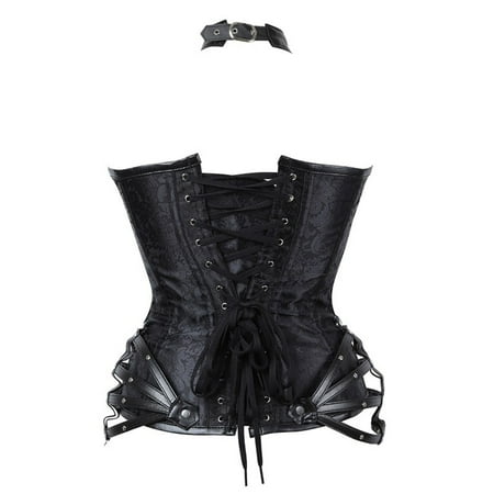 

nsendm 11 Women Zipper Gothic Halter Steel Neck Tight-fitting Corset Side Court Top Shapeware Sweat Bands Waist Underwear Black 6X-Large