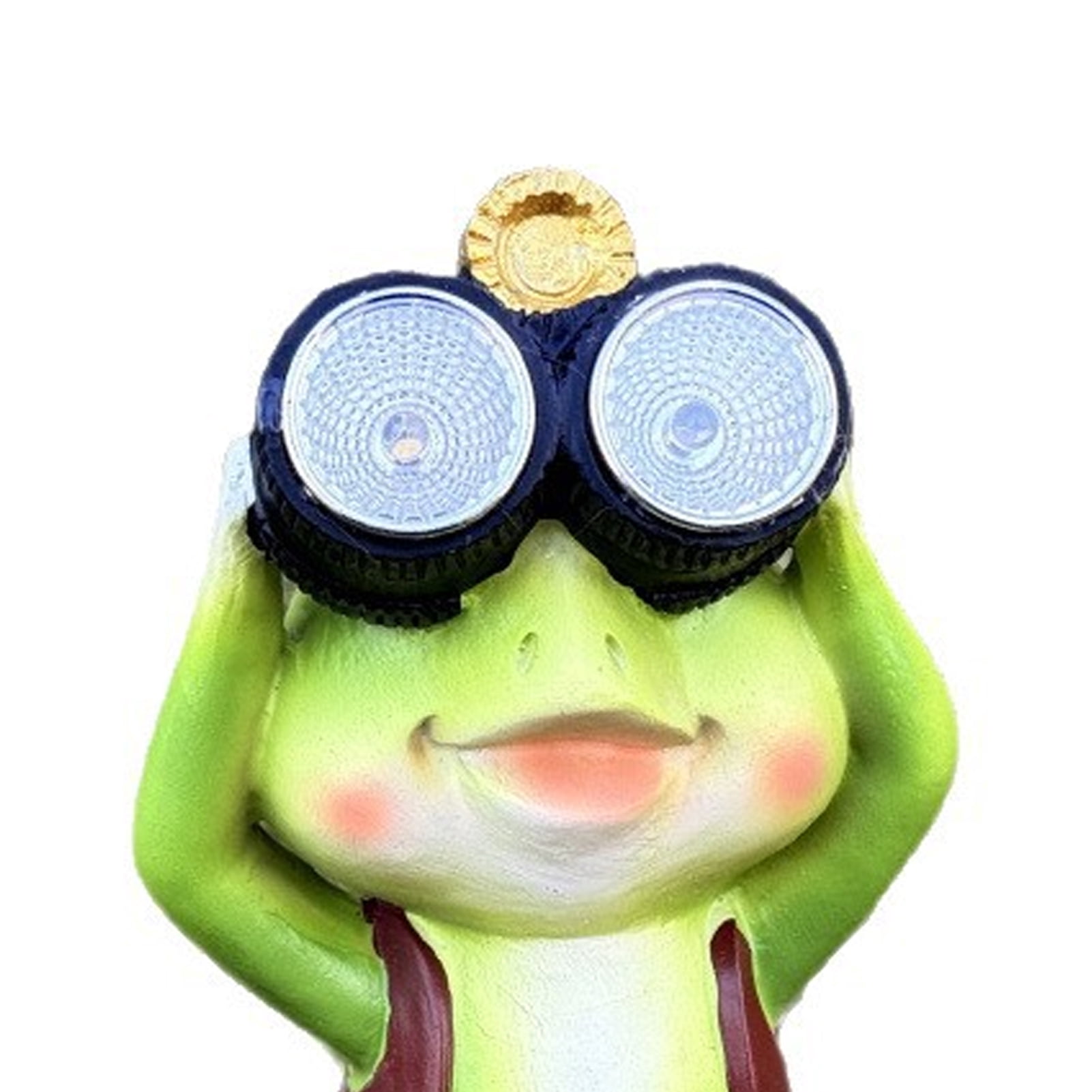 OIUR Solar Frog Statue Garden Frog Sculpture with Telescope Outdoor Frog Statue with Solar Light for Patio Lawn Yard Decoration
