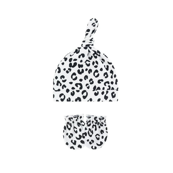 1 Set Elastic Newborns Hand Cover Scratch Resistant Mittens Stylish Baby Gloves with Bonnet Hat for Indoor Outdoor