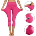 thumbnail image 5 of VV AVEORS Capri Leggings For Women Summer Stretch Capris High Waisted Pant Quick Dry Soft Workout Yoga Pants With Pockets Plus Size Hot Pink XL, 5 of 6