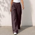thumbnail image 4 of Ozmmyan 2026 Wide Leg Pants for Womens High Waist Pleated Button Zip Front Business Palazzo Pants with Pockets ﻿, 4 of 5