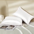 thumbnail image 4 of 20x28 2Pcs Bamboo Cooling Satin Pillowcase with Zipper, White Ultra Soft and Silky Pillow Cases Standard Size，Pillow Covers for Hair Protection & Hot Sleepers, 4 of 8