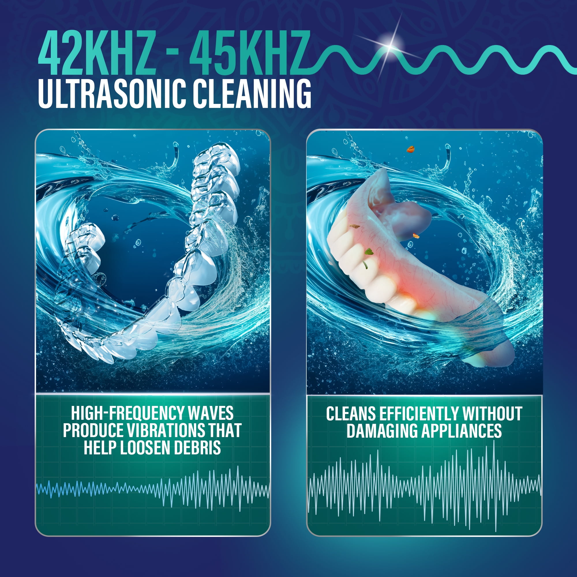 GuruNanda Retainer & Aligner Cleaning Pod for Retainers, Dentures, Mouthguards, Aligners- 3 Modes, 45kHz Ultrasonic Cleaner, 190 ml Capacity