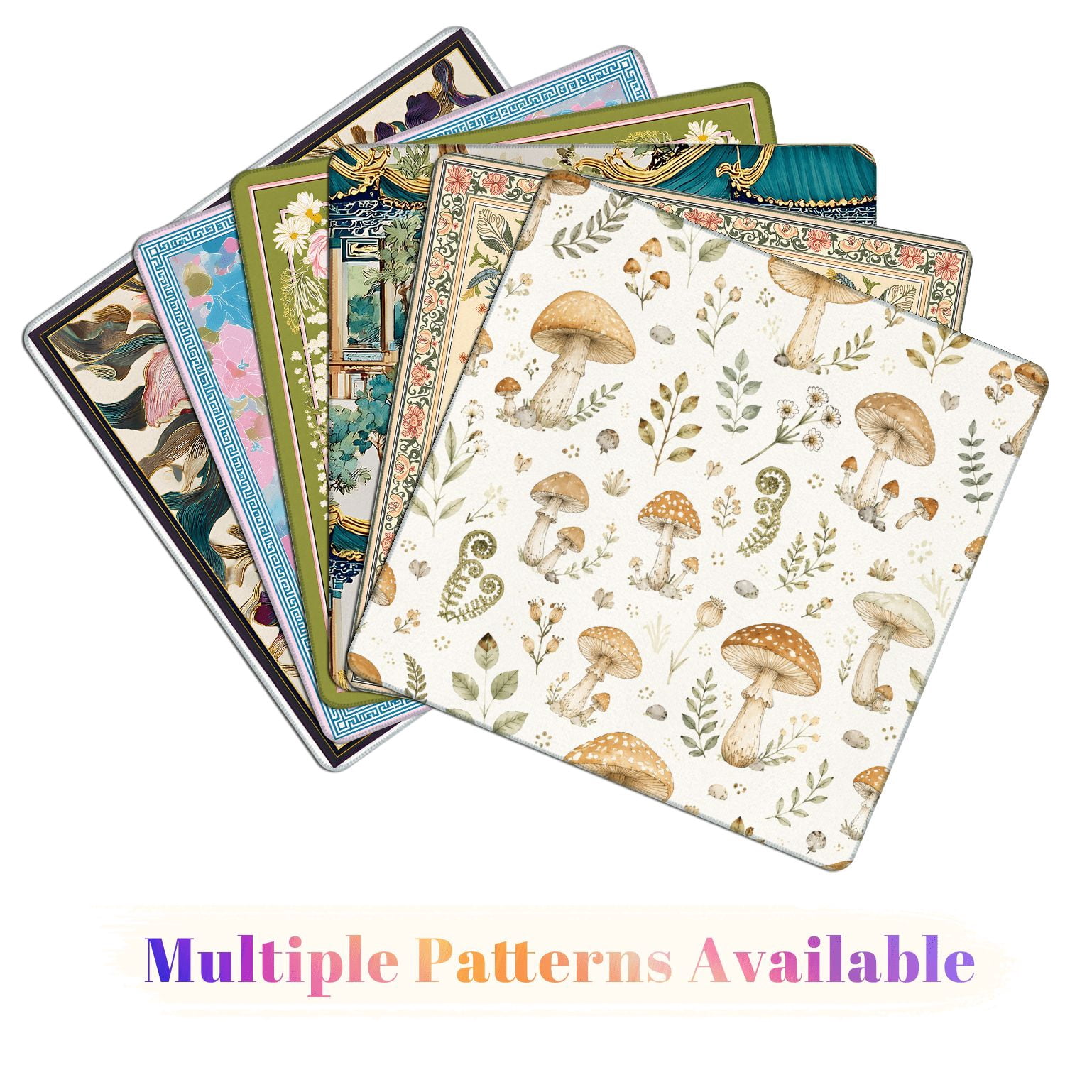 Mahjong Mat 31.5" x 31.5" Whimsical Mushroom Botanical Earthy Tones Non-Slip Noise Reduction American Mahjong Tiles Table Cover for Dominoes Poker Card Board Games Gift