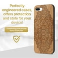 thumbnail image 2 of Case Yard Wooden Case Outside Soft TPU Silicone, Slim Fit Shockproof Wood Protective Phone Cover for Girls Boys Men and Women, Supports Wireless Charging Bohemian Flower Design case for iPhone-8-Plus, 2 of 7