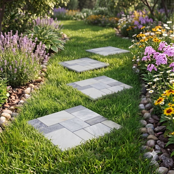WANLISELL 4 Pcs Interlocking Garden Stepping Stones, 12" Square Pathway Stones Mat, Polished Gravel Pavers for Outdoor Walkway & Patio Path