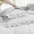 thumbnail image 6 of REGALWOVEN 3 Pieces Soft Duvet Cover Sets, 110GSM Ruffle Fringe Brushed Breathable Comdy Bed Comforter Quilt Cover Sets Light Gray King, 6 of 8