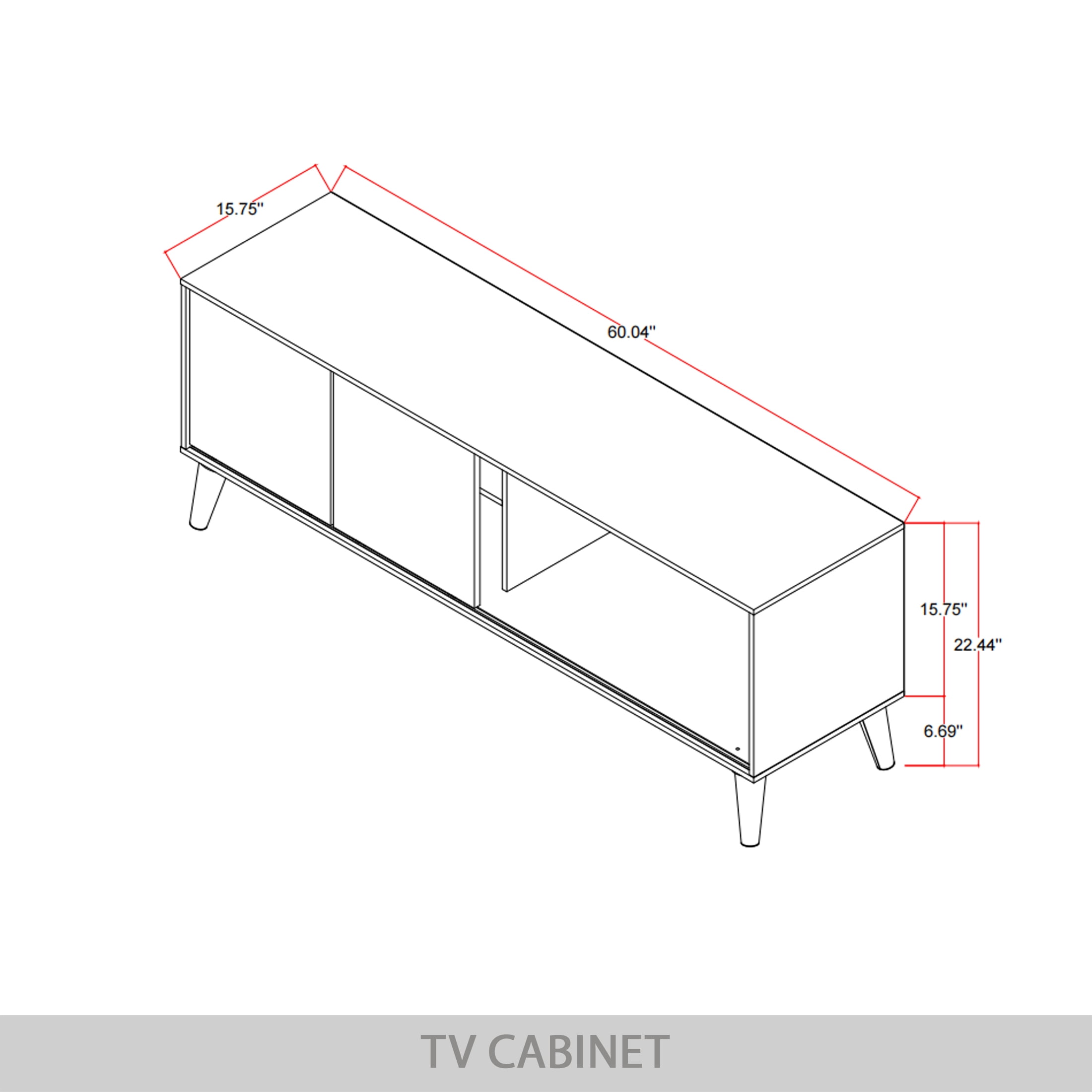 Castle Place Comtemporary TV Stand Console for TVs up to 65", Light Oak