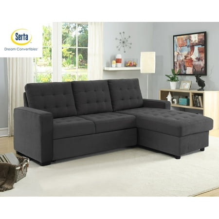 Lifestyle Solutions Serta Bostal Sectional Sofa Convertible: Converts into a Sofa, Bed, and Chaise with Storage, Steel (Best Fabric Sectional Sofa)