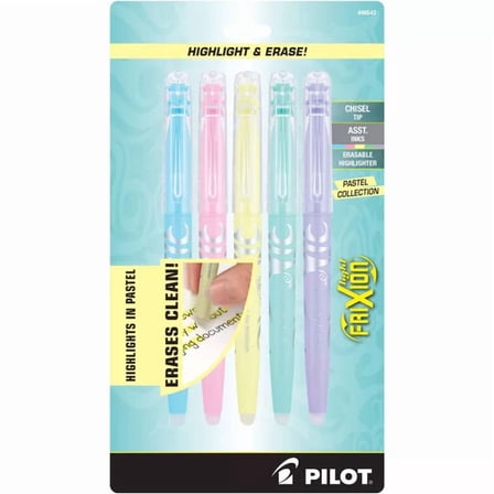 Light Pastel Erasable Highlighters Chisel Tip Assorted Inks