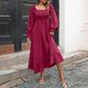 thumbnail image 1 of mfyjkho Vestidos para mujer, Vestido informal de color liso con volantes y cuello cuadrado para mujer Vestidos maxi para mujer m, 1 of 7