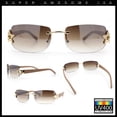 thumbnail image 4 of Womens Rimless Star Rhinestone Jewel Rectangle Wrap Fancy Sunglasses Gold Toffee - Brown, 4 of 9