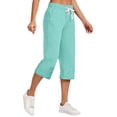 thumbnail image 2 of Capri Pants for Women Casual Cotton Linen Drawstring Lounge Pants Summer Loose Comfy Curved Hem Pants Pockets Ladies Comfy Plus Size 2026 Trendy Outfits Lightweight Cute Fashion Dressy Clothes, 2 of 6
