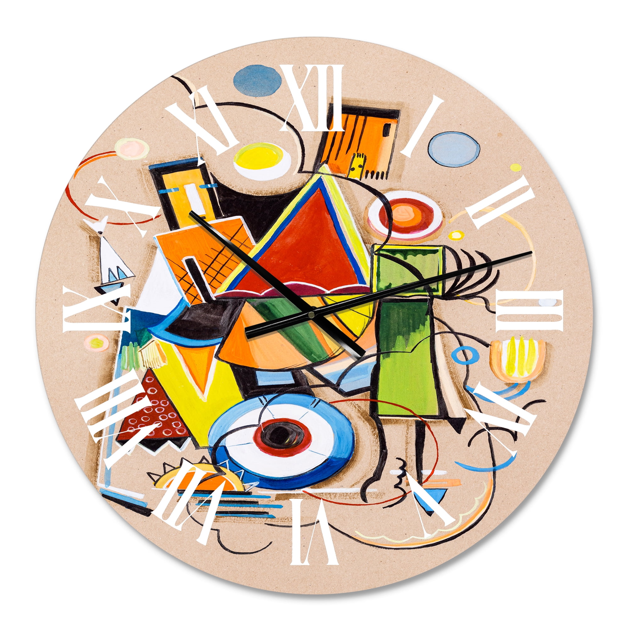 Designart 'Colored Geometric Abstract Compositions I' Modern Wall Clock