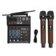 thumbnail image 1 of Mezclador estéreo Bluetooth pequeño de 4 canales con 2 micrófonos inalámbricos Procesador estéreo familiar para transmisión en vivo, 1 of 14