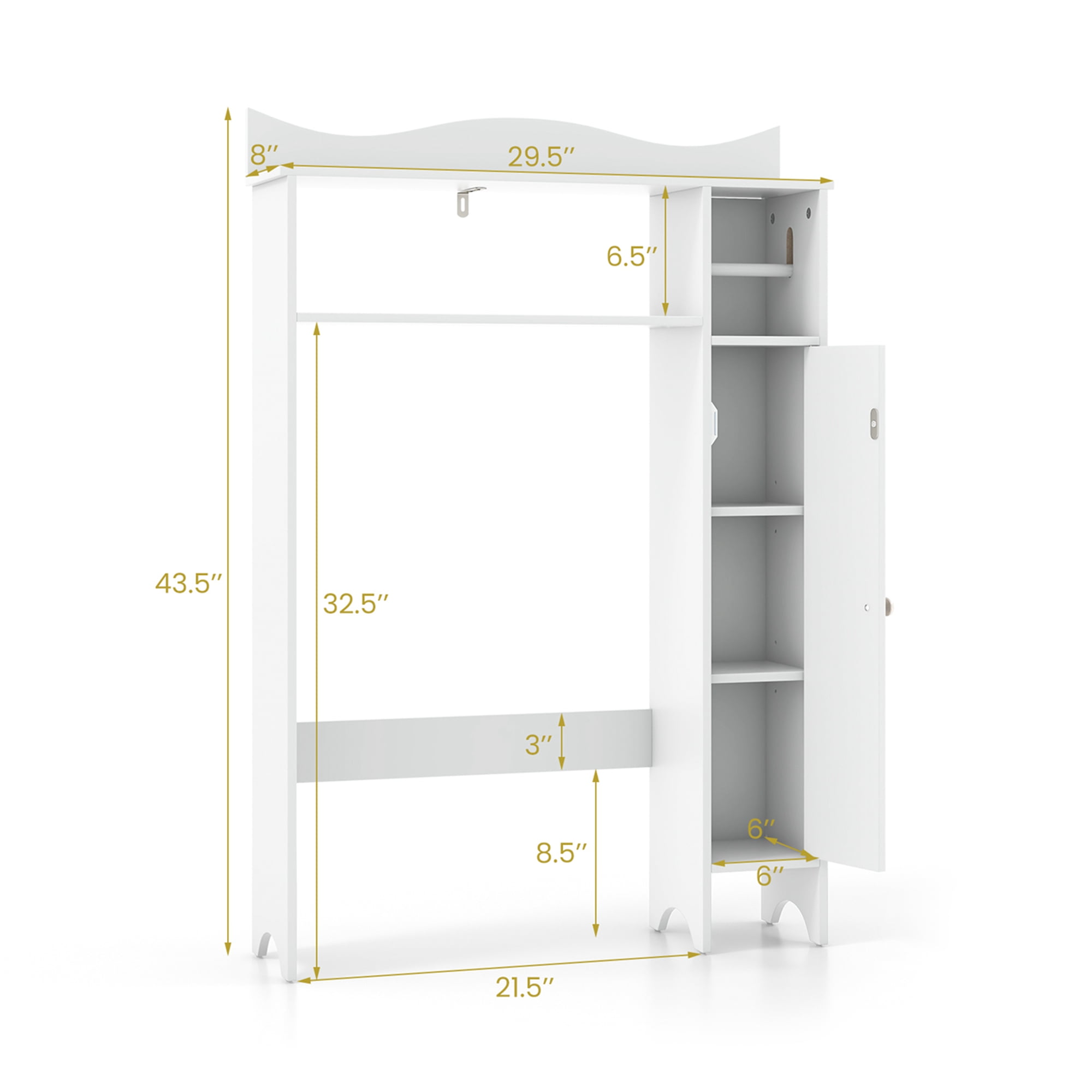 Costway Over the Toilet Storage Cabinet w/Toilet Paper Holder Adjustable Shelves White