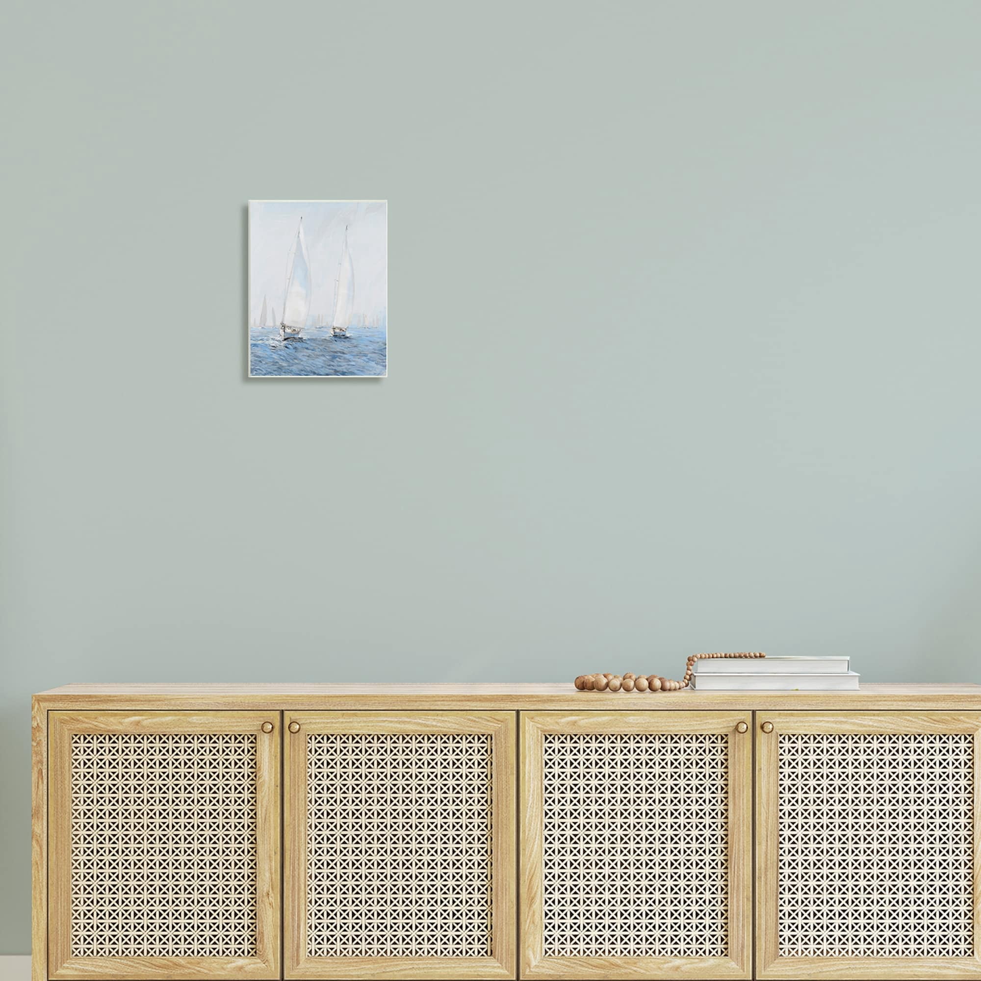 Stupell Industries Beautiful White Sailboats Drifting Ocean Waves Painting , 10 x 15, Design by Tim OToole