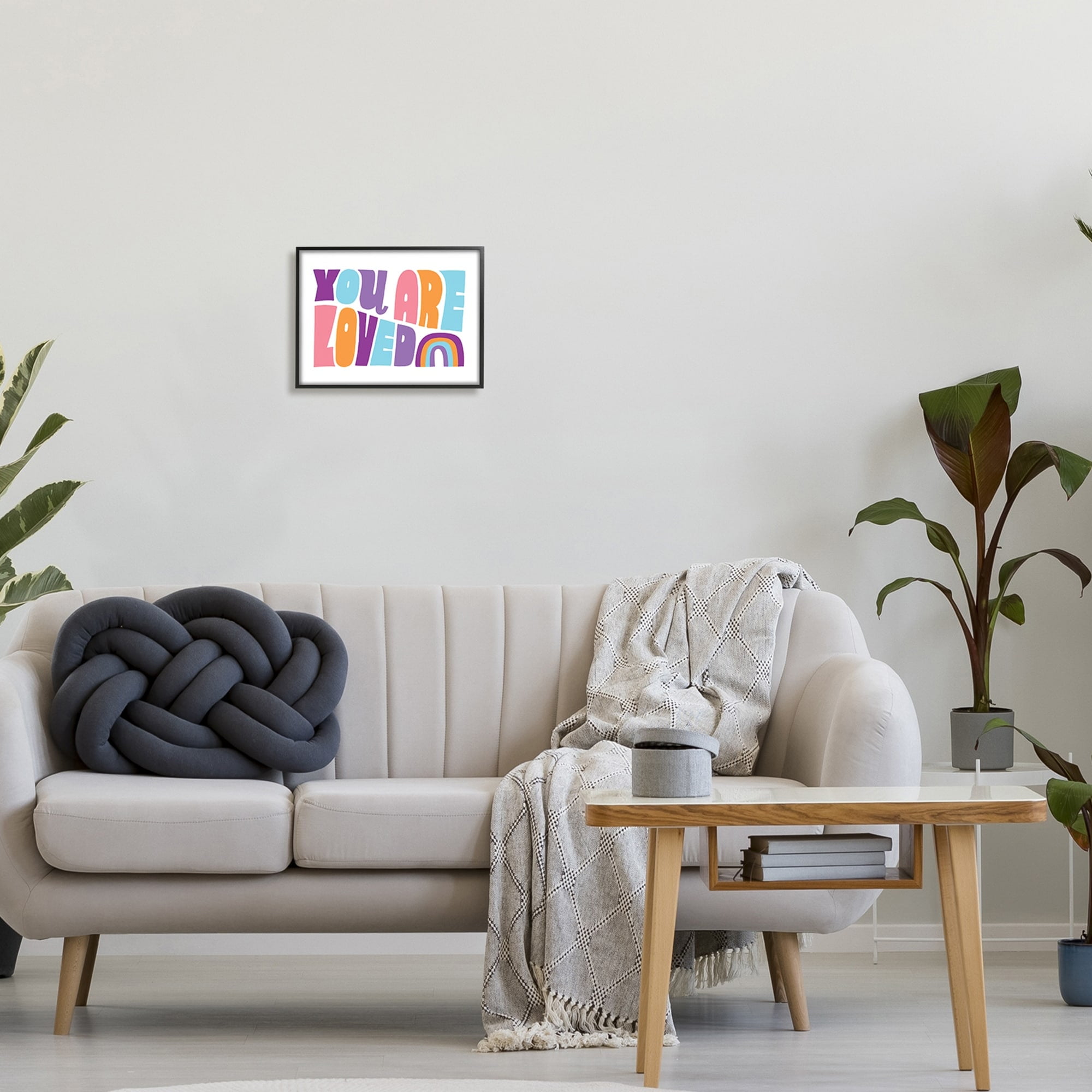 Stupell Industries You Are Loved Rainbow Icon Dynamic Text Retro Typography,20 x 16, Design by Loni Harris