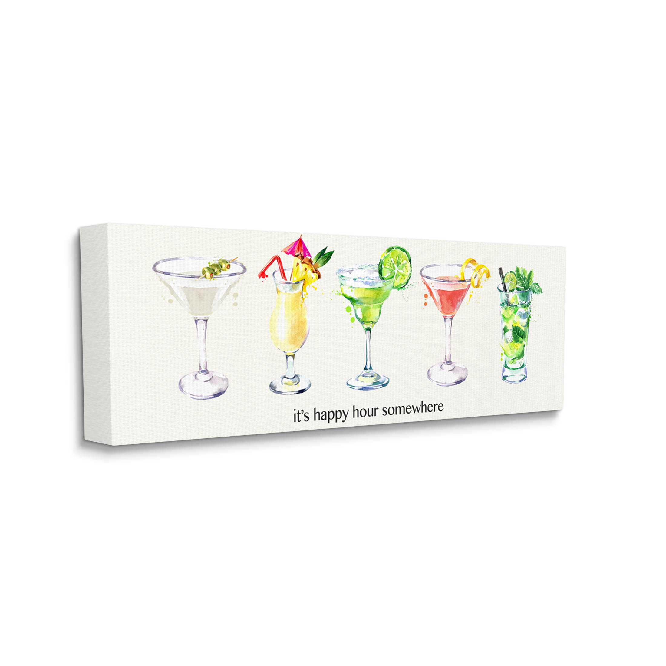 Happy Hour Somewhere Cocktails Food & Beverage Graphic Art Gallery Wrapped Canvas Print Wall Art