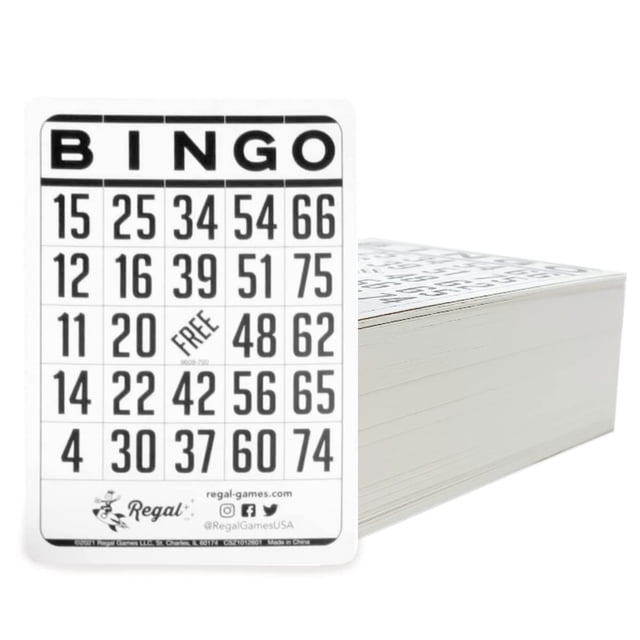 Baraja de cartas de bingo Regal Bingo Classic, reutilizable, 200 unidades, color blanco