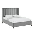 thumbnail image 2 of Montrell Upholstered Velvet Queen Size Wingback Platform Bed, Light Grey, 2 of 7