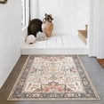 thumbnail image 4 of Toyoso 2x3 Washable Vintage Floral Area Rug - Distressed Small Entryway Rug Doormat Bohemian Faux Wool Non-Slip Low-Pile Floor Carpet for Indoor Front Entrance Kitchen Bathroom-Multi, 4 of 9