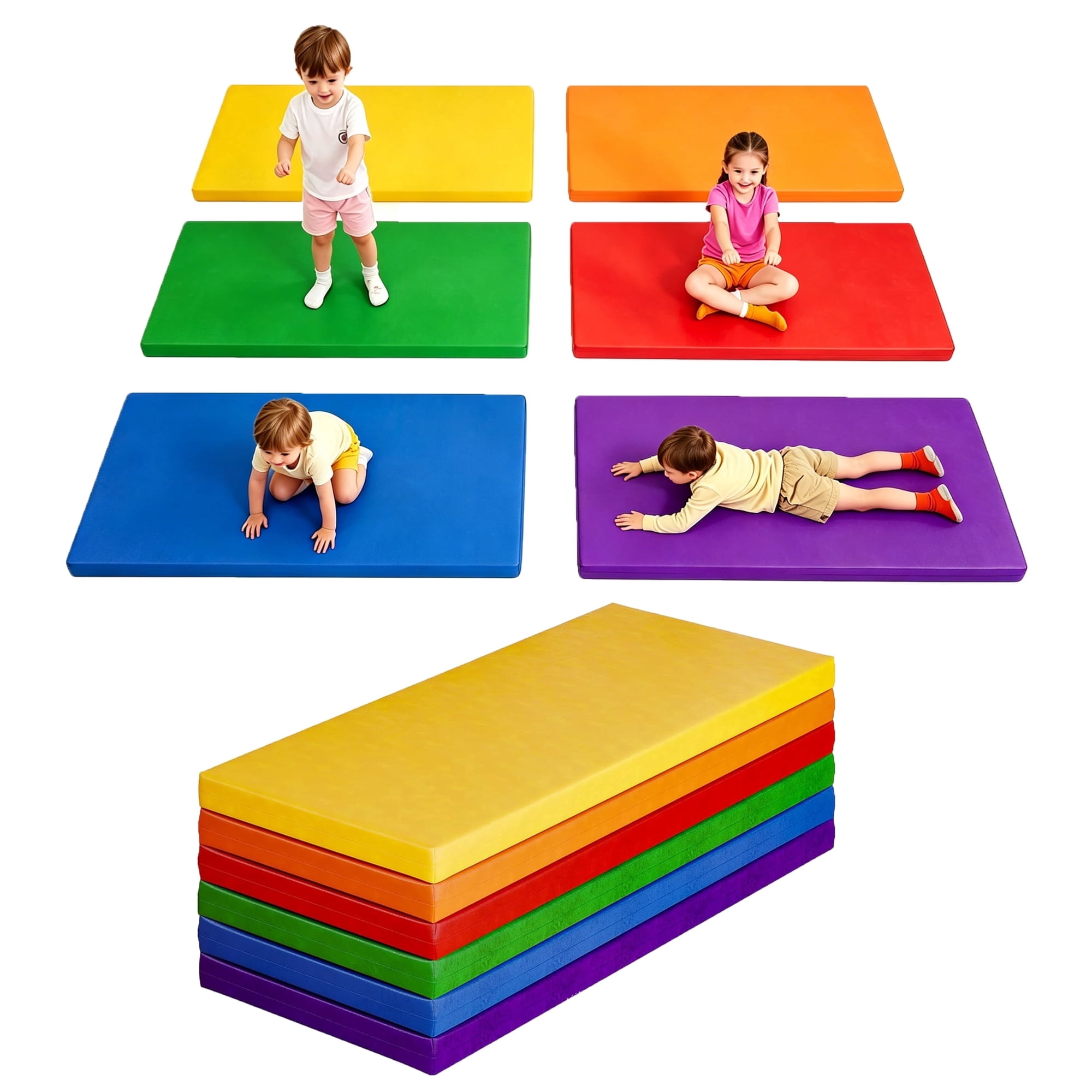 ICEELF 6-Piece Toddler Nap Mats, 2'' Kids Rest Mats for Daycare, Preschool, Portable Nap Bed for Home, Travel, Boys and Girls