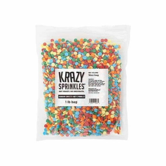 Krazy Sprinkles - Edible Rainbow Confetti - Festive Cupcake Topper, 1/2 Cup