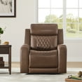 thumbnail image 2 of Spruce & Spring Leather Dual-Motor Lay Flat Recliner with Diamond Quilting, Cafe, 2 of 10