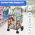 thumbnail image 4 of Safeplus Foldable Shopping Cart, Heavy Duty Utility Cart with Rolling Swivel Wheels&Double Basket, Grocery Cart for Grocery Laundry Book Luggage Travel, 4 of 8
