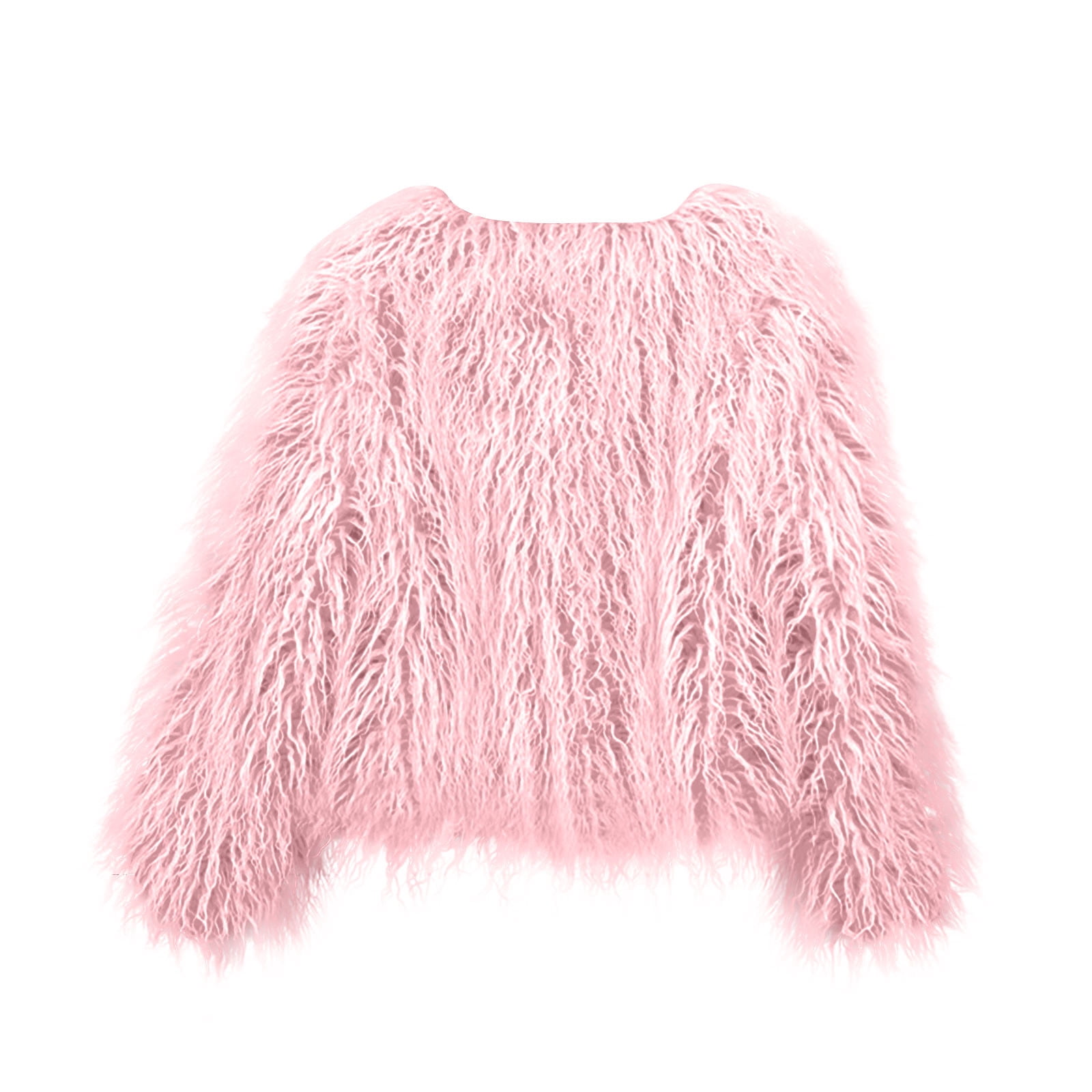 Hueook Faux Fur Vest Women Winter Solid Color Casual Extended Warm Jacket Pink 3X