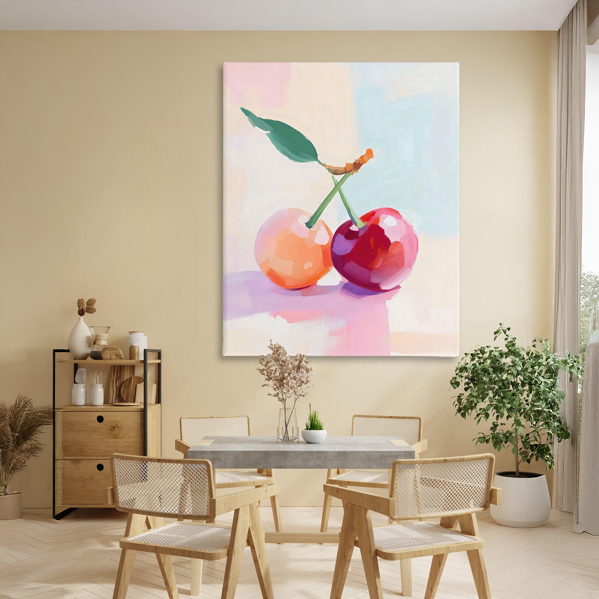 Stupell Industries Pastel Cherries Pair Canvas Wall Art, design by The Prints Vibe