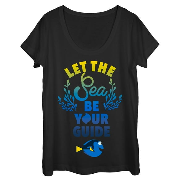 Women's Finding Dory Let the Sea be Your Guide  Scoop Neck Black Medium