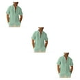 thumbnail image 2 of Qarigey Camisa de hombre Casual manga corta transpirable verano reemplazo Stand Collar moda viajar citas camisas verde L Type1 NO1, 2 of 6