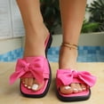 thumbnail image 5 of PiGOGI Women's Oversized Bow Slide Sandals Flat Non-Slip Comfortable Patent Leather Summer Slippers Pink 5.5, 5 of 9