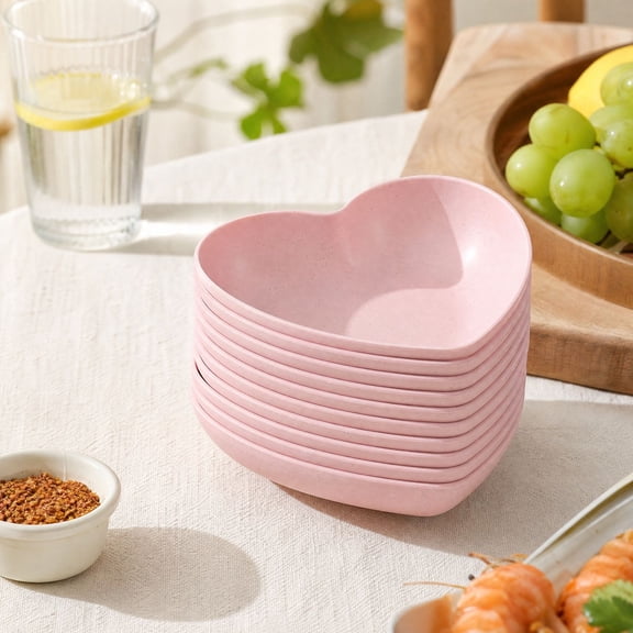 Aonerit Heart Shaped Plates, 10 Pack Reusable Small Snack Dishes, Decorative Dessert Fruit Tray, Home Kitchen Party Tableware