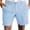 001Light Blue, variant on Hogleaql Men's Cotton Linen Shorts 7.5" Casual Pleated Summer Vacation Beach Elastic Waist Shorts with Pockets Army Green 2XL
