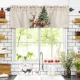 thumbnail image 3 of Vintage Christmas Tree Valances for Windows Food Reindeer Gift Linen Winter Rod Pocket Curtain Valance Window Treatment Short Curtains for Kitchen Living Room, 60"x18", 3 of 5