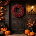thumbnail image 4 of 18 Inch Artificial Red Wheat Fall Wreath, Autumn Harvest Wreath for Front Door Porch Wall, Thanksgiving Halloween Indoor Covered Outdoor Home Decor, 4 of 6