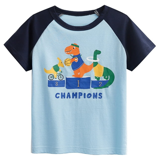 TZEWGL T-Shirts pour Bébé, Imprimés de Dessins Animés, Manches Courtes Raglan, Col Rond, Taille 3-4T