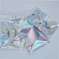 thumbnail image 3 of 50 PCS Mylar Bags, 6x10cm Resealable Foil Ziplock Bags Holographic Bags Star Smell Proof Baggies Sample Bags for Spice, Sweets Packaging, Party Favours Food Storage (8x13cm-Holographic), 3 of 3