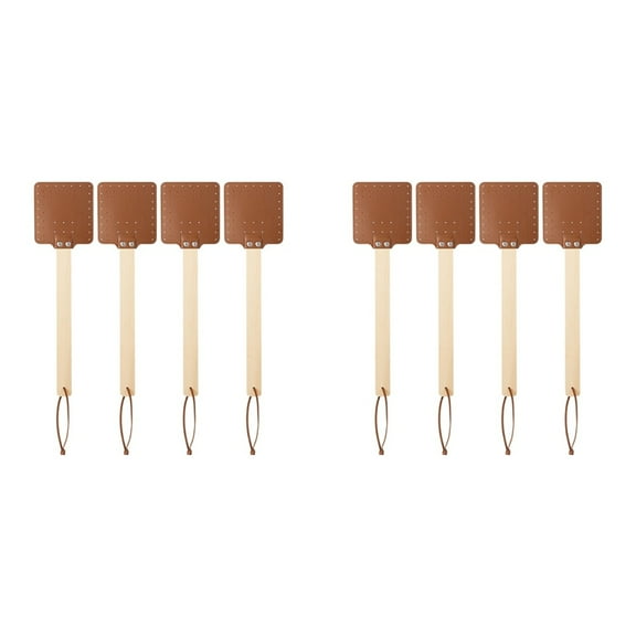8 Pieces 17.3 Inch Fly Swatter Leather Fly Swatter Long Fly Swatter Manual Fly Swatter Wood Handle Bug Swatter