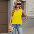 thumbnail image 4 of Qwertyu Women's V Neck Tank Tops Casual Summer Button Down Sleeveless Shirts Yellow XL, 4 of 4