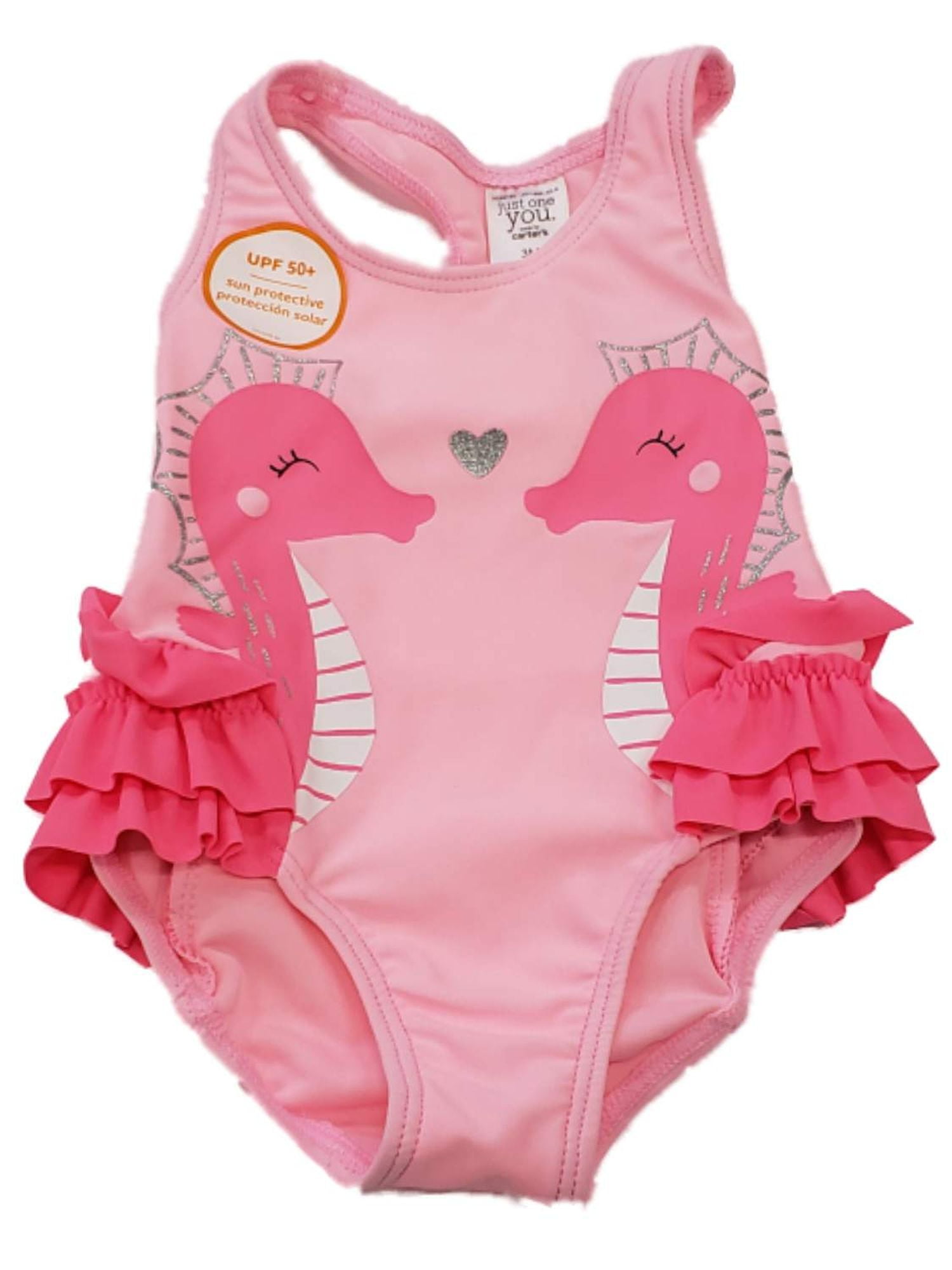CARTERS SWIMSUIT 2 PIECE COVER UP SET CHILDRENS KIDS GIRLS SWIMWEAR SEAHORSE pc 