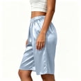 thumbnail image 6 of Costeam Womens Cooling Silky Knit Bermuda Shorts No Pockets Full Elastic High Waist Lightweight Breathable Wrinkle Free Loose Mid Knee Casual Short Bottoms, 6 of 7