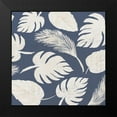 thumbnail image 2 of DeRice, Julie 12x12 Black Modern Framed Museum Art Print Titled - White Leaves Scatter Pattern, 2 of 5